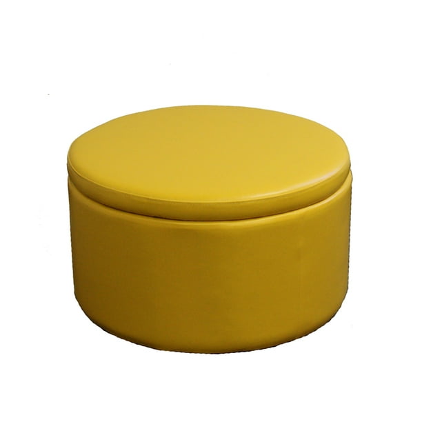 ORE International HB4316 Yellow Storage Ottoman with 4-Seating 13.5-Inch 